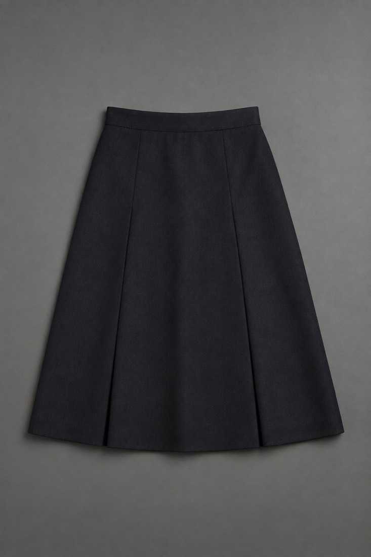 A-Line Skirt Midi in Deep Ink, laid flat.