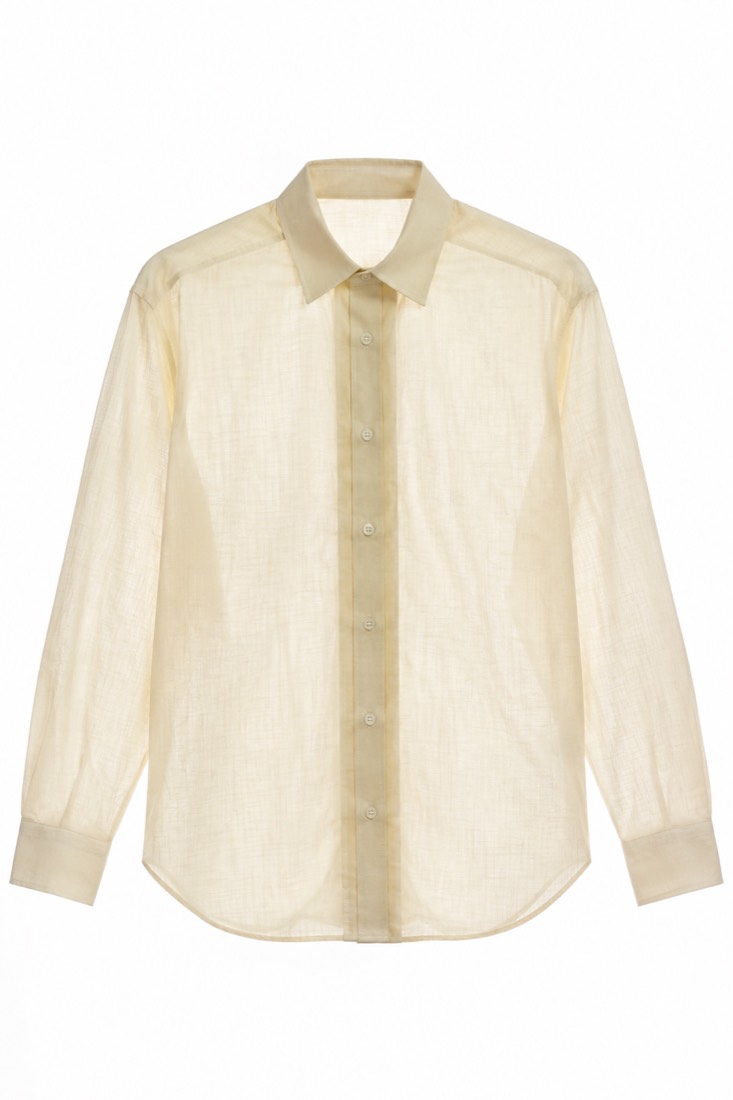 Poplin Shirt Classic photographed against a backlight so the opacity of the cloth is visible.