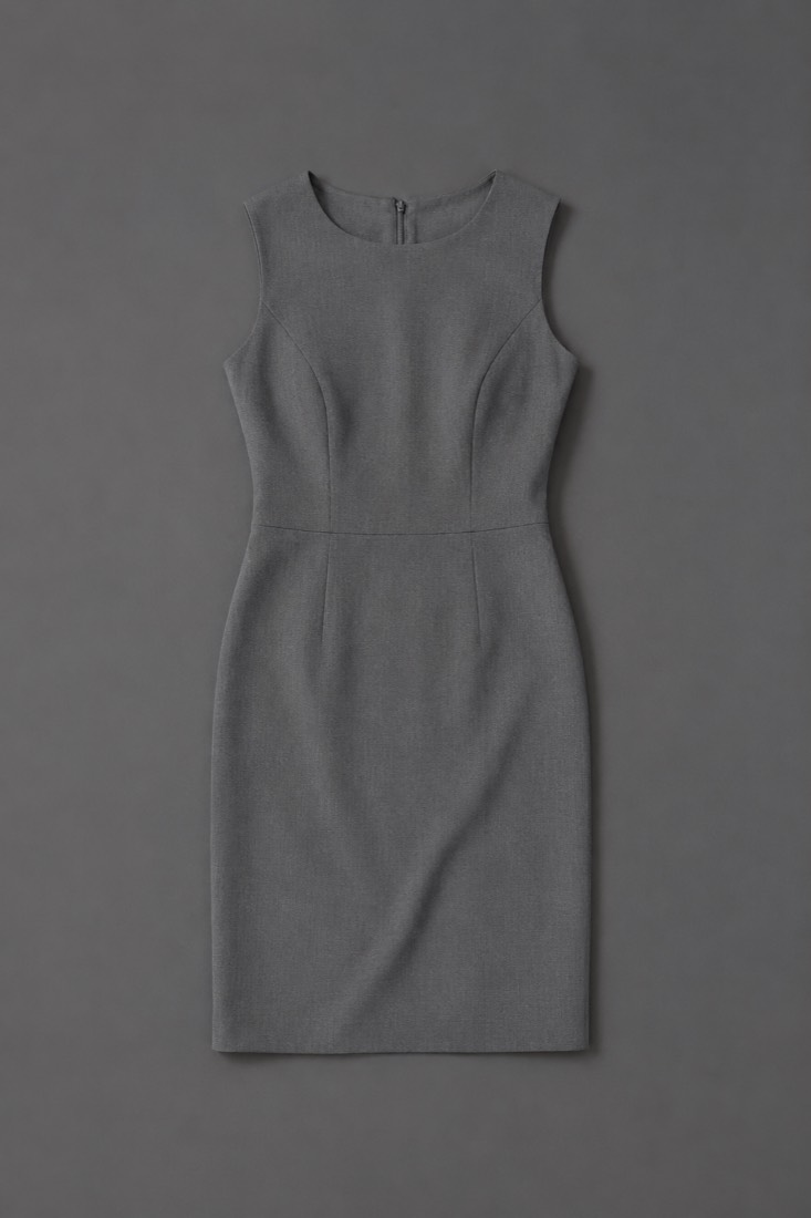 Sheath Dress Knee in Slate Grey, laid flat.