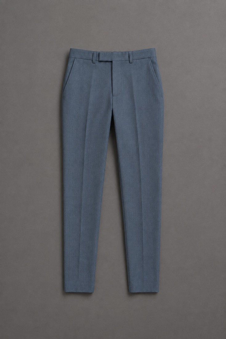 Tapered Trouser in Ash Blue, laid flat.